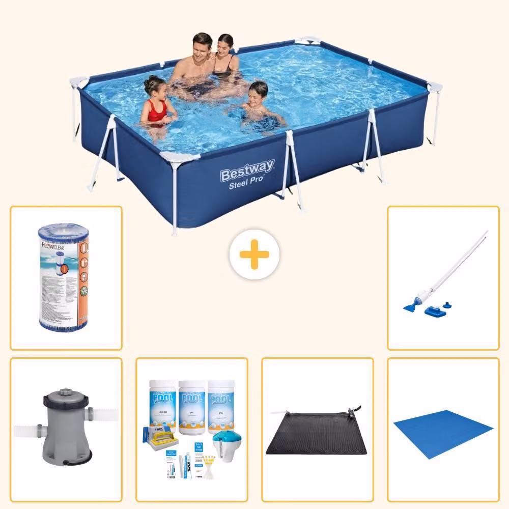 Bestway Steel Pro, piscina rettangolare - 300x201x66 cm - 7 pezzi - Modello S22086