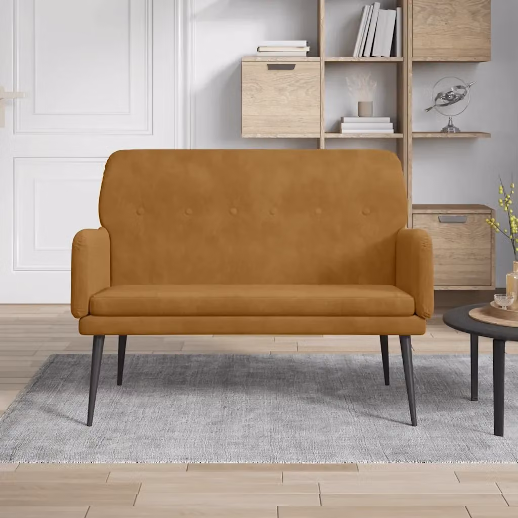 Panca moderna in velluto marrone DESIGN IN L: 108 cm, P: 40 cm, H: 79 cm – 2