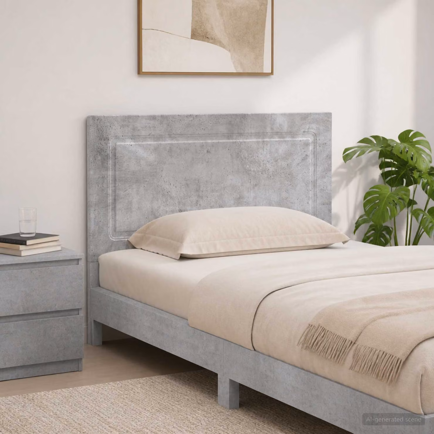 Testiera da muro vidaXL UTRECHT in legno ingegnerizzato e tessuto, Grigio Cemento