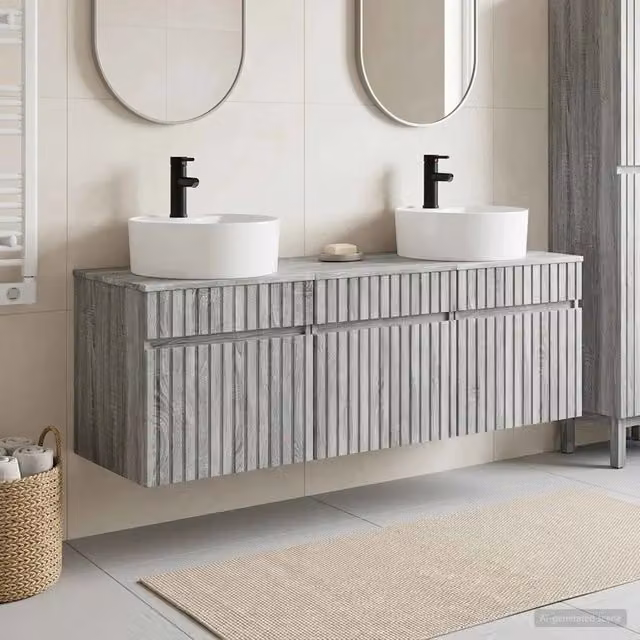 Set di Armadi da Bagno 3 pz Sonoma grigio 49 x 44,5 x 65 cm