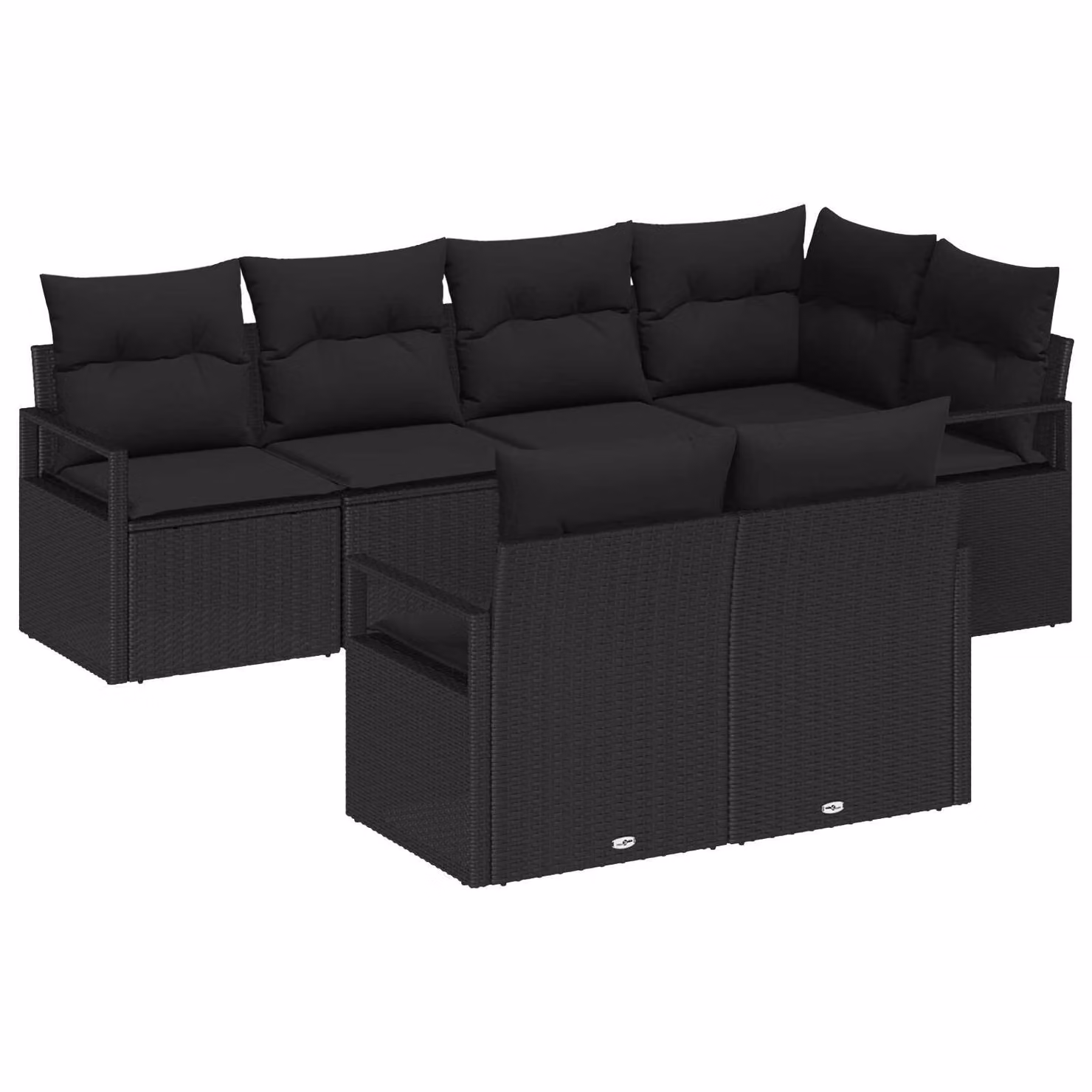 Set Divano da Giardino vidaXL 7 pz L-Shape Nero con Cuscini e Copertura in Polyrattan e Acciaio – 1