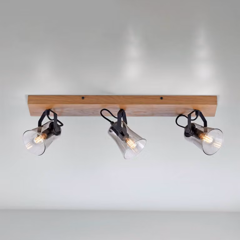 JUST LIGHT. GmbH Faretto da soffitto Langström verde, a 3 luci Green Langström, dimmerabile, Legno chiaro, Soggiorno / Sala da pranzo, Legno, Faretto