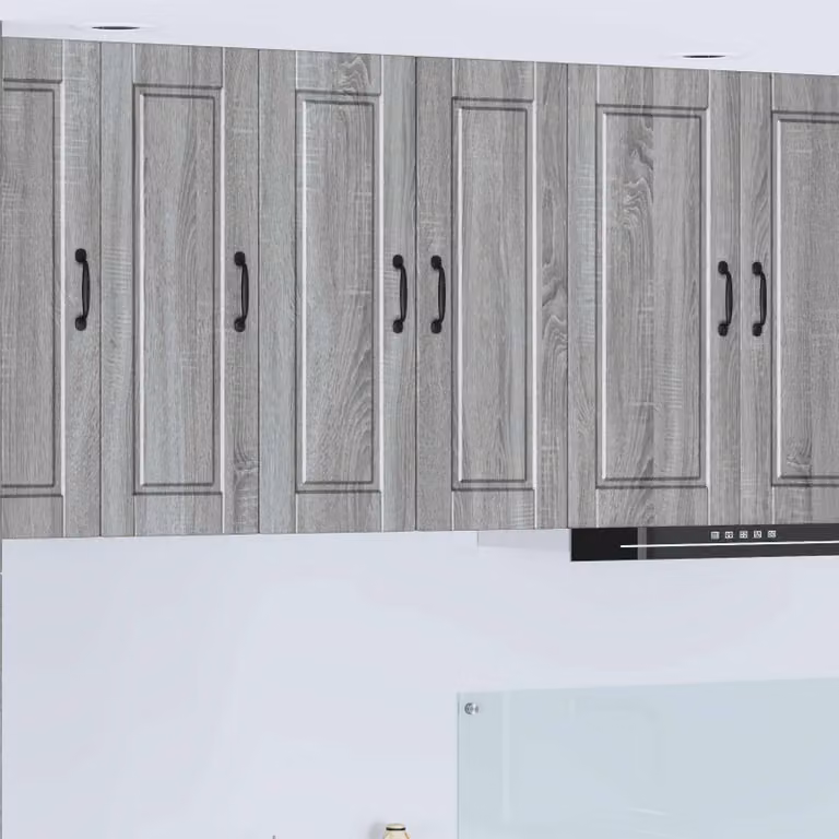 Set di 2 armadietti a muro vidaXL PORTO per cucina, colore grigio, in legno ingegnerizzato MDF, con ante a battente e ripiani interni, L/P/H: 80 x 30 x 31 cm
