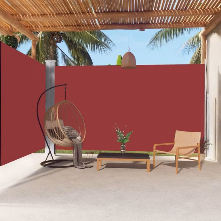 The Living Store Tenda laterale estensibile rossa 220x600 cm