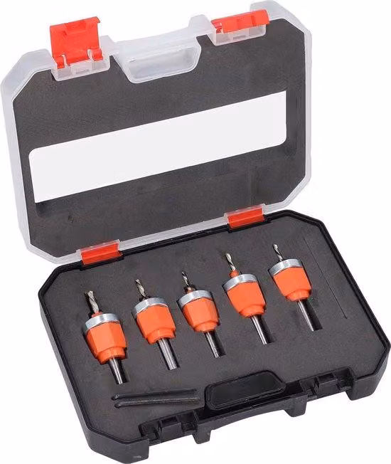 Set di punte da trapano regolabili per legno e metallo - Funzione di foratura e avvitatura efficiente - Include punte a maschio e punte conico-cilindriche - Diametro: 28-32-35 mm - Cacciavite per metallo.