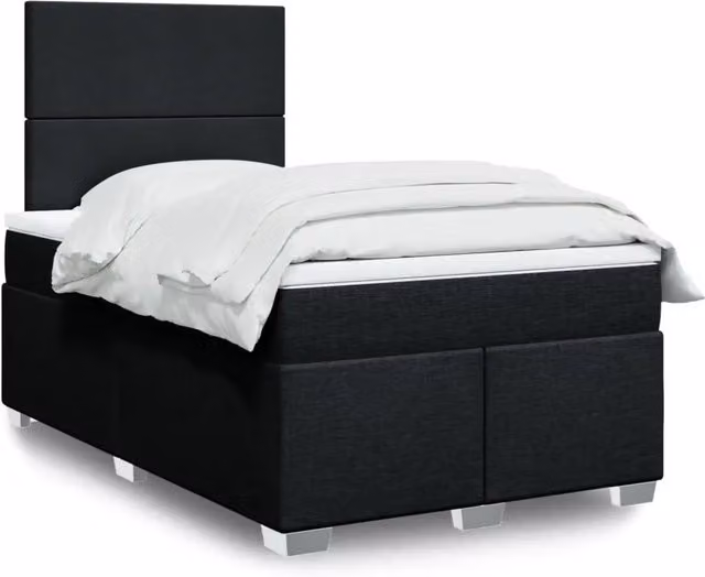 Letto Ibrido vidaXL con Materasso a Molle e Illuminazione Sotto il Letto, Colore Nero e Bianco, L/P/H: 200 x 120 x 150,5 cm