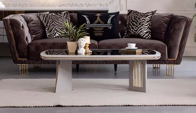 Set per soggiorno: divano a 3 posti e tavolino da caffè di design, design lussuoso