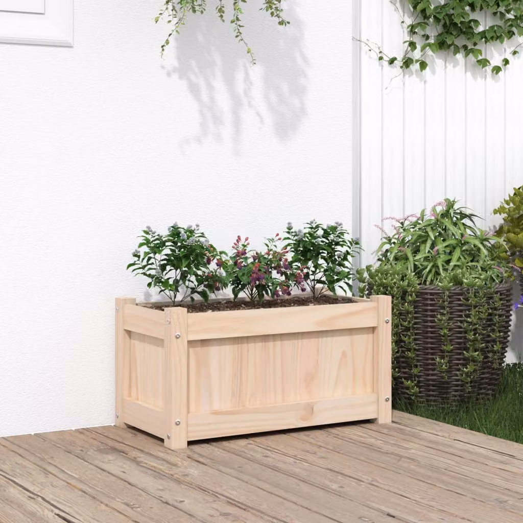 Fioriera da giardino vidaXL in legno di pino marrone e beige L: 60 cm, P: 31 cm, H: 31 cm