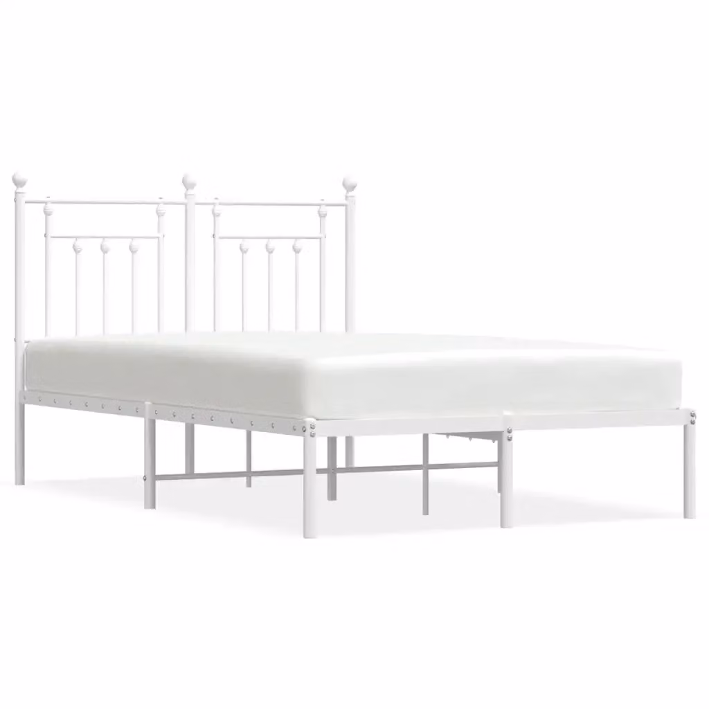 Letto con Testiera in Metallo Bianco vidaXL L/P/H: 142 x 196 x 97 cm – 2