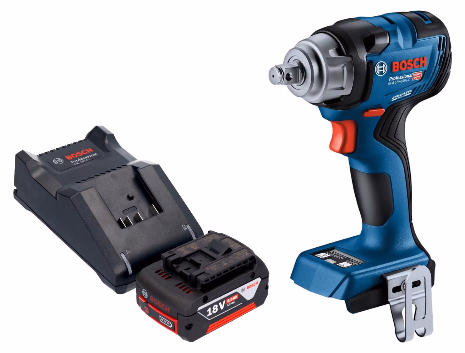 Bosch GDS 18V-330 HC Avvitatore a impulsi professionale a batteria 18 V 330 Nm 1/2" brushless + 1x batteria ricaricabile 5,0 Ah + caricabatterie