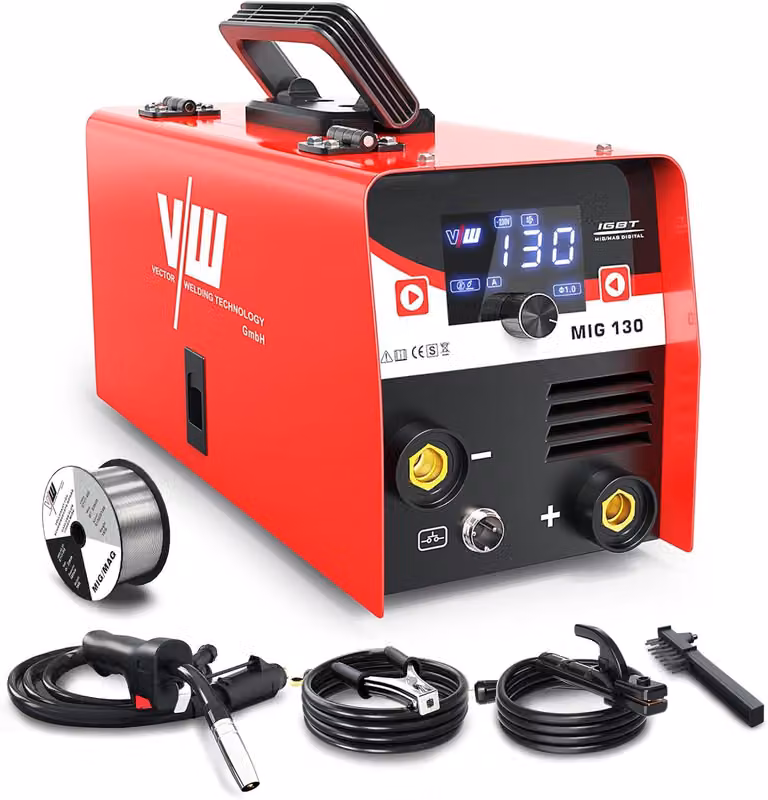 Saldatrice a filo continuo/gas misto da 130 A - Inverter per principianti, senza gas, con funzione di saldatura ad elettrodo