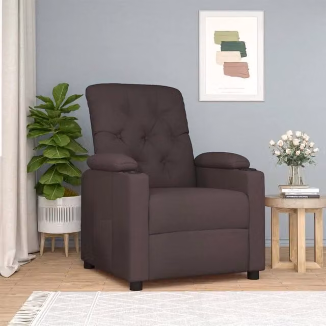 Poltrona Reclinabile Relax vidaXL in Tessuto Marrone con Braccioli e Regolazione Manuale