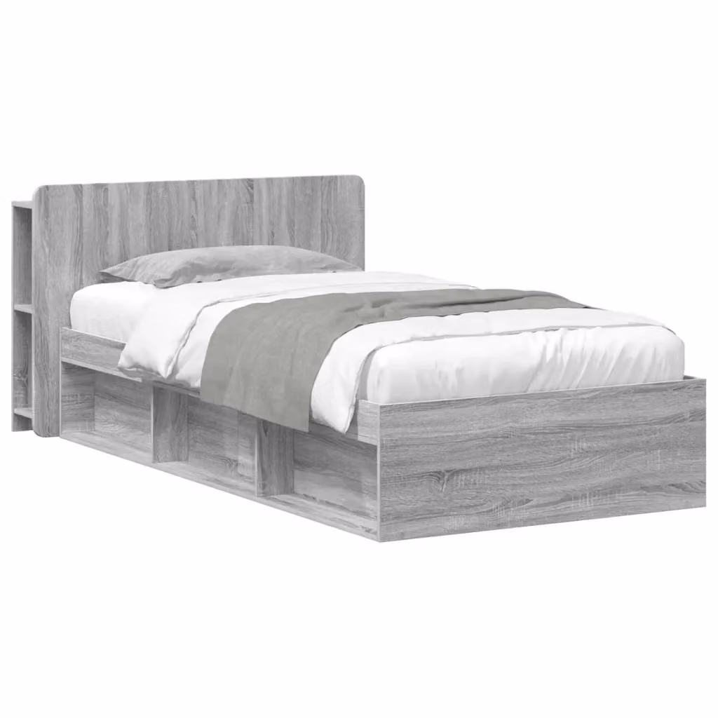 Letto singolo moderno DESIGN IN con contenitore e cassetti, colore grigio, L 80 cm x P 200 cm x H 221,5 cm – 2