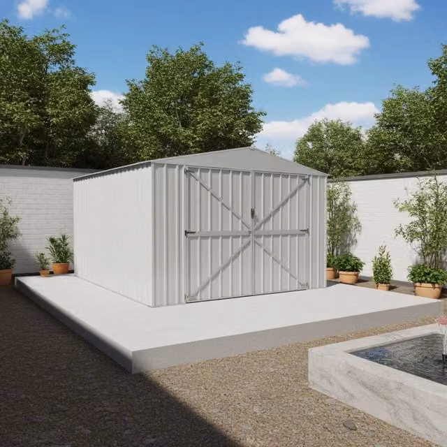 Box in acciaio zincato NOTEK per garage e deposito attrezzi, Bianco e Grigio, L: 360 cm, P: 514 cm, H: 232 cm