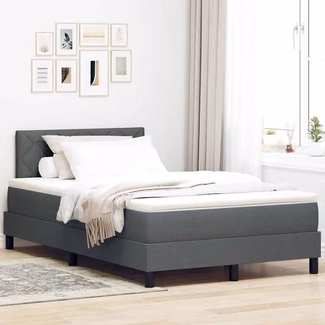 Letto a molle con strisce LED Grigio scuro 120 x 190 cm Tessuto 3342269