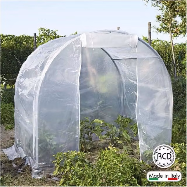 Serra per orto Verdemax Ebe Small con struttura in acciaio zincato e copertura trasparente a cupola curva – 1
