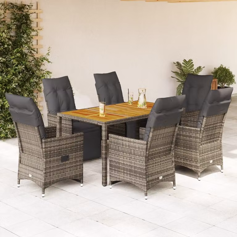 Maison Exclusive - Set da giardino bistrot 7 pezzi con cuscini grigio in polyrattan