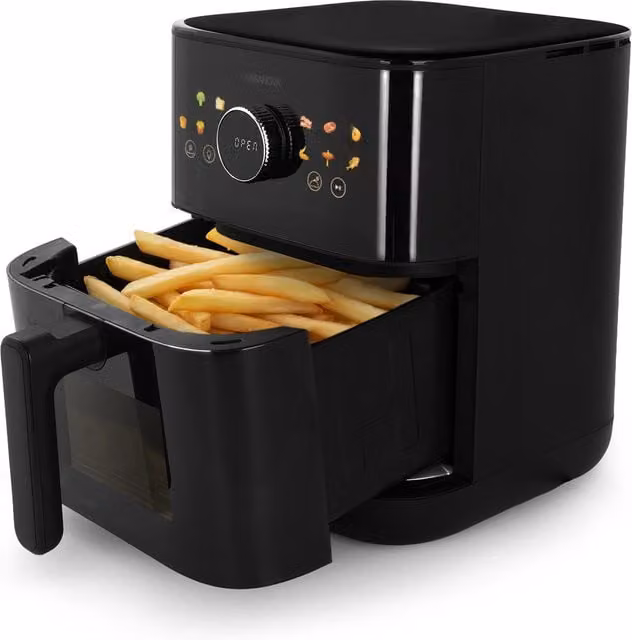 Friggitrice ad aria KASANOVA da 6 L nera con display digitale e spegnimento automatico, 1450 W – 1