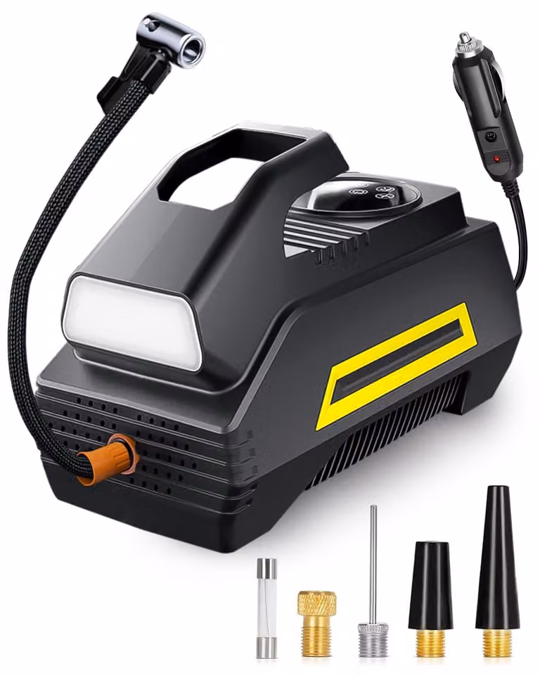 Pompa per pneumatici per auto a 12V, compressore d'aria portatile con display LCD