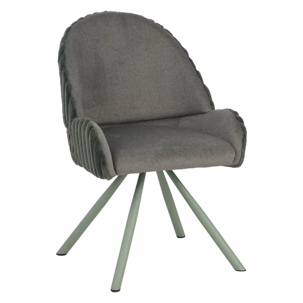 Set di 2 sedie Kinna IKEA in tessuto verde e grigio con braccioli e struttura in metallo per cucina o sala da pranzo – 2