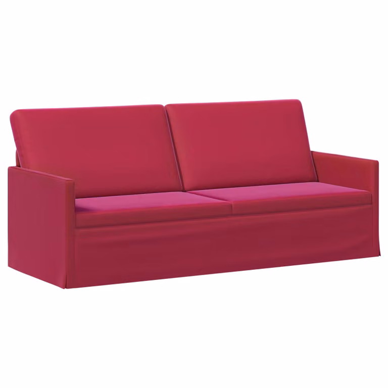 Divano a 3 posti vidaXL in velluto rosso con struttura in metallo L: 190 cm, P: 81 cm, H: 82 cm