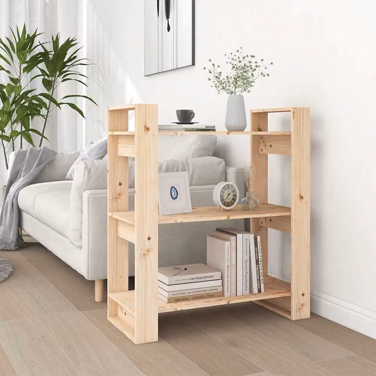 Libreria/Divisorio vidaXL in Legno di Pino Naturale Marrone L: 80 cm, P: 35 cm, H: 91 cm