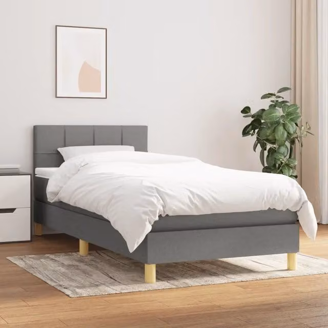 Giroletto a Molle con Materasso-Struttura Letto Grigio Scuro 80x200 cm Tessuto 347133