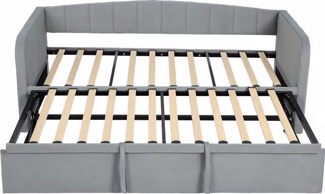 HOMCOM Letto Divano 3 Posti con Lettino Estraibile Convertibile in Letto Matrimoniale,205x186x75 cm, Grigio Chiaro   Aosom Italy