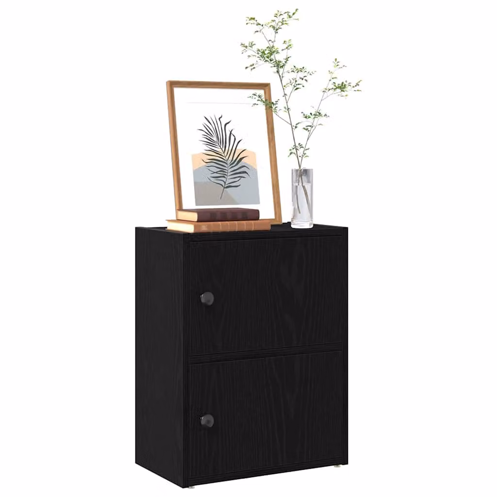 Libreria vidaXL in legno multistrato e MDF, colore nero opaco, L: 40 cm, P: 24 cm, H: 52 cm