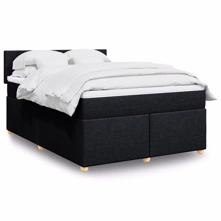 vidaXL Letto Ibrido con Giroletto a Molle e Materasso in Tessuto Nero L/P/H: 140 x 200 cm