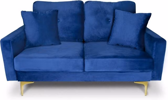 Divano 2 posti in velluto blu piedi in metallo dorato - Chloe - DI2P-CH07VLT-PD