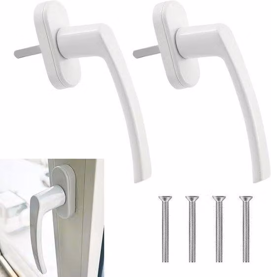 Set da 2 maniglie in PVC per balconi e finestre, con funzione di comando, per finestre e balconi, bianche