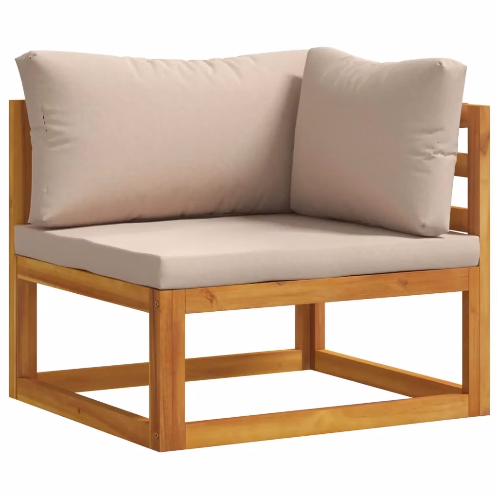 Divano angolare sezionale da giardino vidaXL in legno di acacia massello oliato con cuscini beige – 2