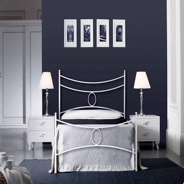 Letto in ferro singolo con pediera Bianco CONCA 92x208x h117 cm
