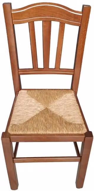 SET 4PZ SEDIE IN LEGNO MASSELLO CON SEDUTA IN PAGLIA E SCHIENALE ALTO LAVORATO - COLORE NOCE 90X45X46 CM