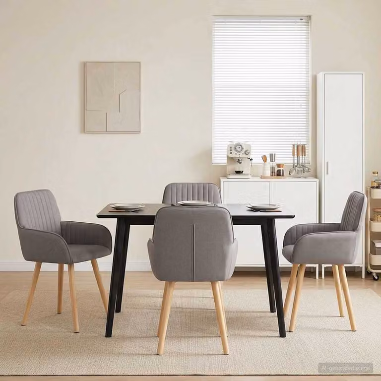 Set di 4 sedie da pranzo moderne vidaXL in tessuto tortora, L: 56,5 cm, P: 50 cm, H: 87,5 cm