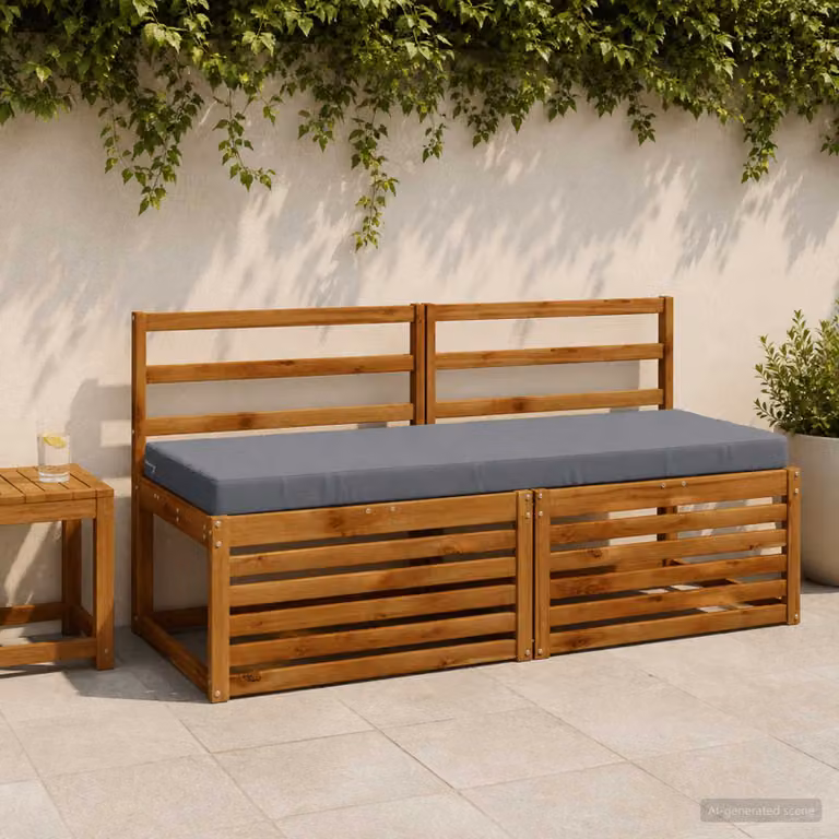 Set di 2 cuscini per panchina vidaXL SOEST in poliestere blu e grigio con rivestimento lavabile e resistente ai raggi UV