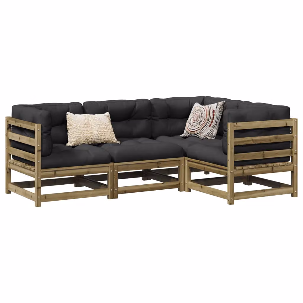 Set di 4 divani da giardino vidaXL in legno di pino impregnato stile rustico marrone e grigio – 1