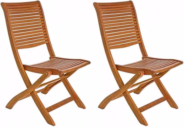 Set di 2 sedie da giardino Noemi GIORDANOSHOP in legno di acacia marrone, pieghevoli e impilabili, L/P/H: 50,5 x 64 x 93 cm – 1