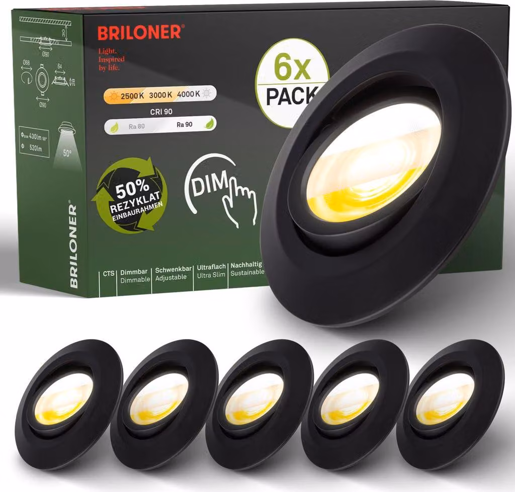 Set da 6 faretti LED da incasso LED faretti orientabili dimmerabili Ra90