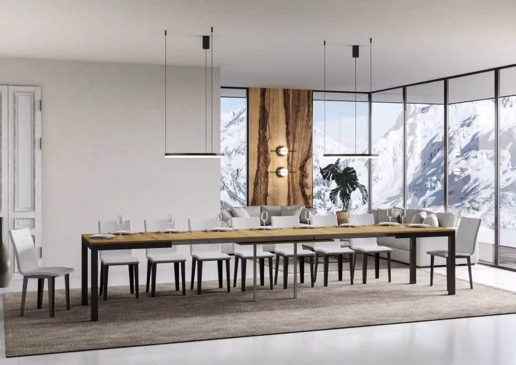 Tavolo allungabile Itamoby Every Evolution in rovere con telaio antracite L/P/H: 180 x 90 x 77 cm, estensibile fino a 440 cm – 2