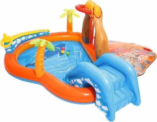 Piscina gonfiabile multifunzionale per bambini con scivolo e spruzzatore, centro acquatico multicolore, L 265 x P 265 x H 104 cm