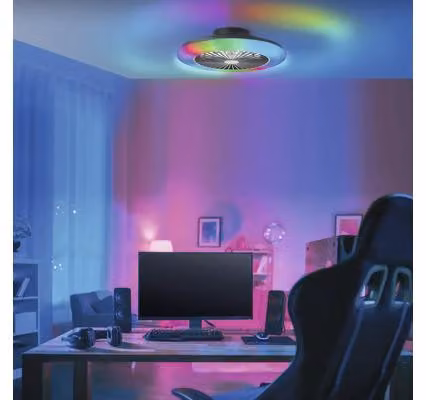 BRILLANTE plafoniera LED con ventola SALERNO | Ø 49cm | 40W 4700lm 3000 - 6500K | incl. telecomando | plastica/metallo