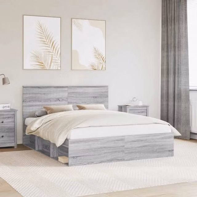 Struttura del letto Grigio Sonoma 160 x 200 cm Pino massello 3410988