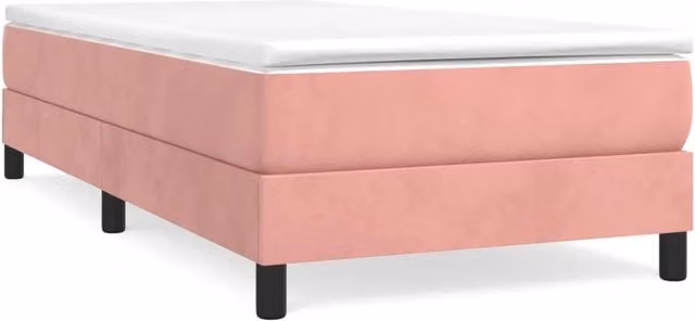 Letto singolo | Letto per adulti | Giroletto a Molle con Materasso Rosa 90x190 cm in Velluto