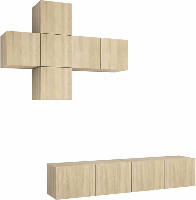 Set di Mobili Porta TV 7 pz | Armadietto TV | Mobile Porta TV Rovere Sonoma in Legno Multistrato