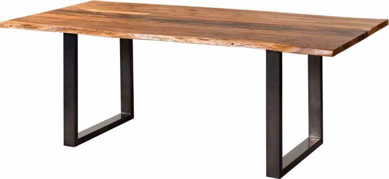 MASSIVMOEBEL24 | Tavolo da pranzo in legno di acacia e resina epossidica nera 260x100x76 laccato natur / gambe a U antracite lucido EPOXY