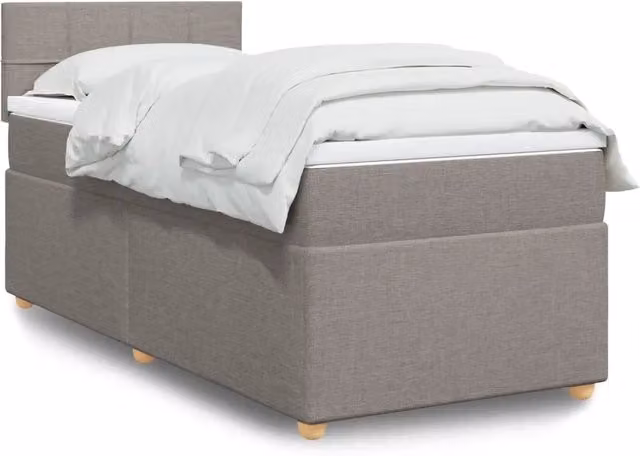 Letto Ibrido Moderno vidaXL con Struttura Imbottita e Illuminazione Sotto il Letto, Colore Beige e Grigio, L/P/H: 90 x 190 x 100,5 cm