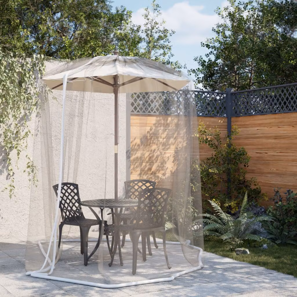 Zanzariera per ombrellone vidaXL in poliestere bianco, Diametro: 330 cm, Altezza: 250 cm
