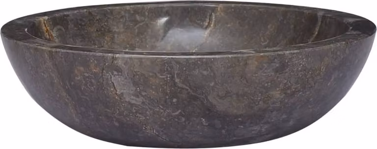 The Living Store Lavabo Grigio Ø40x12 cm Marmo